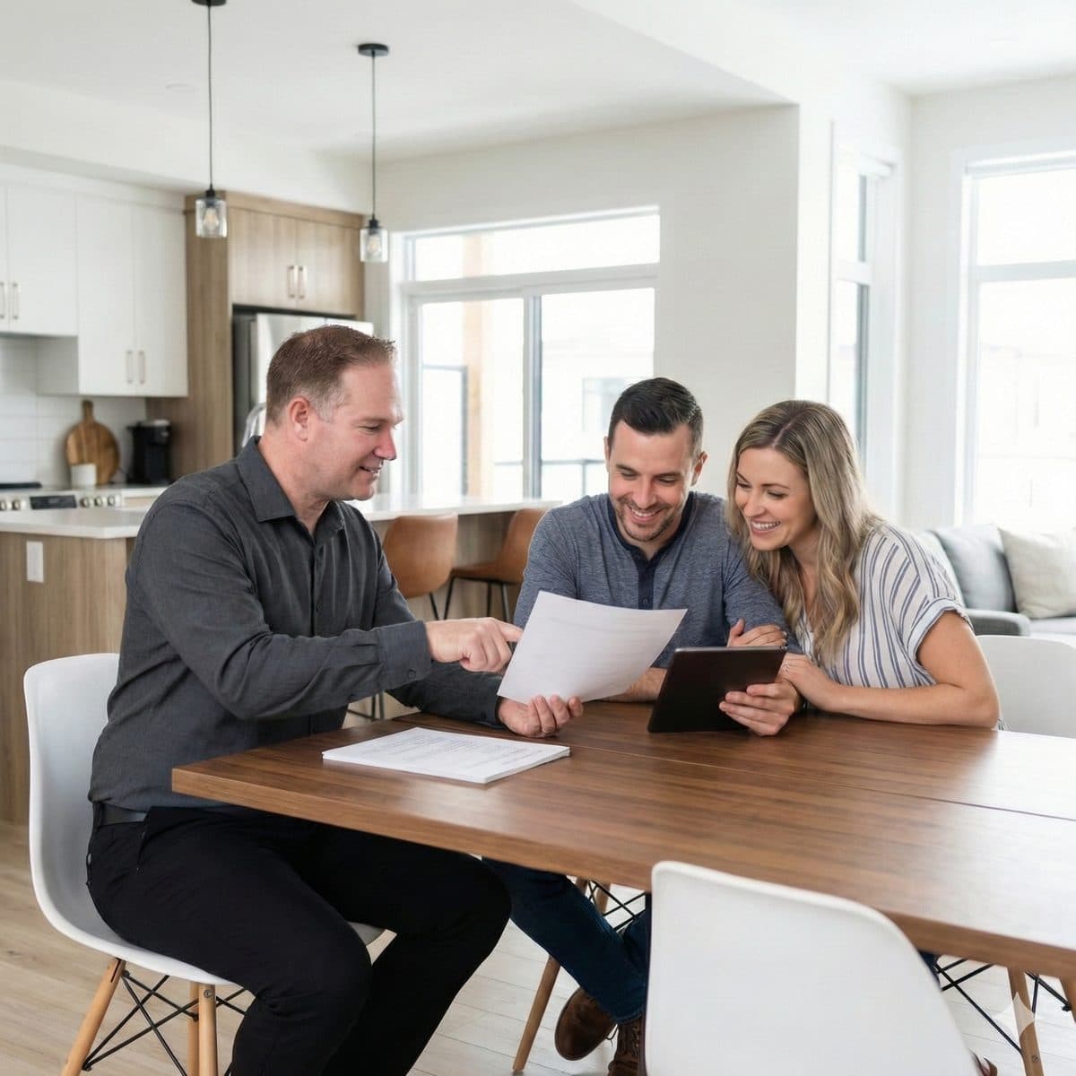 Dave Maund going through a home evaluation with sellers at their dining table